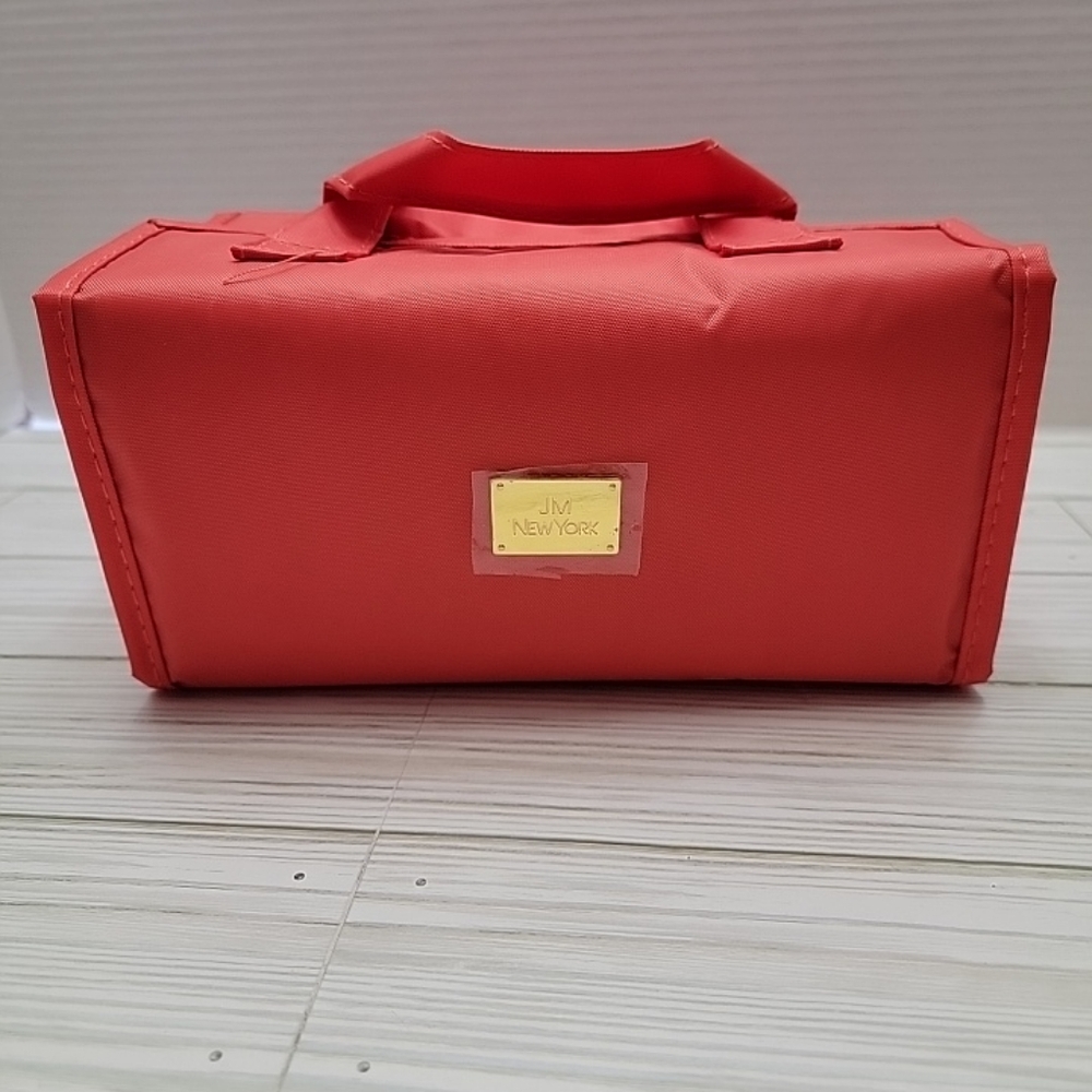 JM New York Red Roll Up Toiletry Cosmetic Bag W/Detachable Bags
